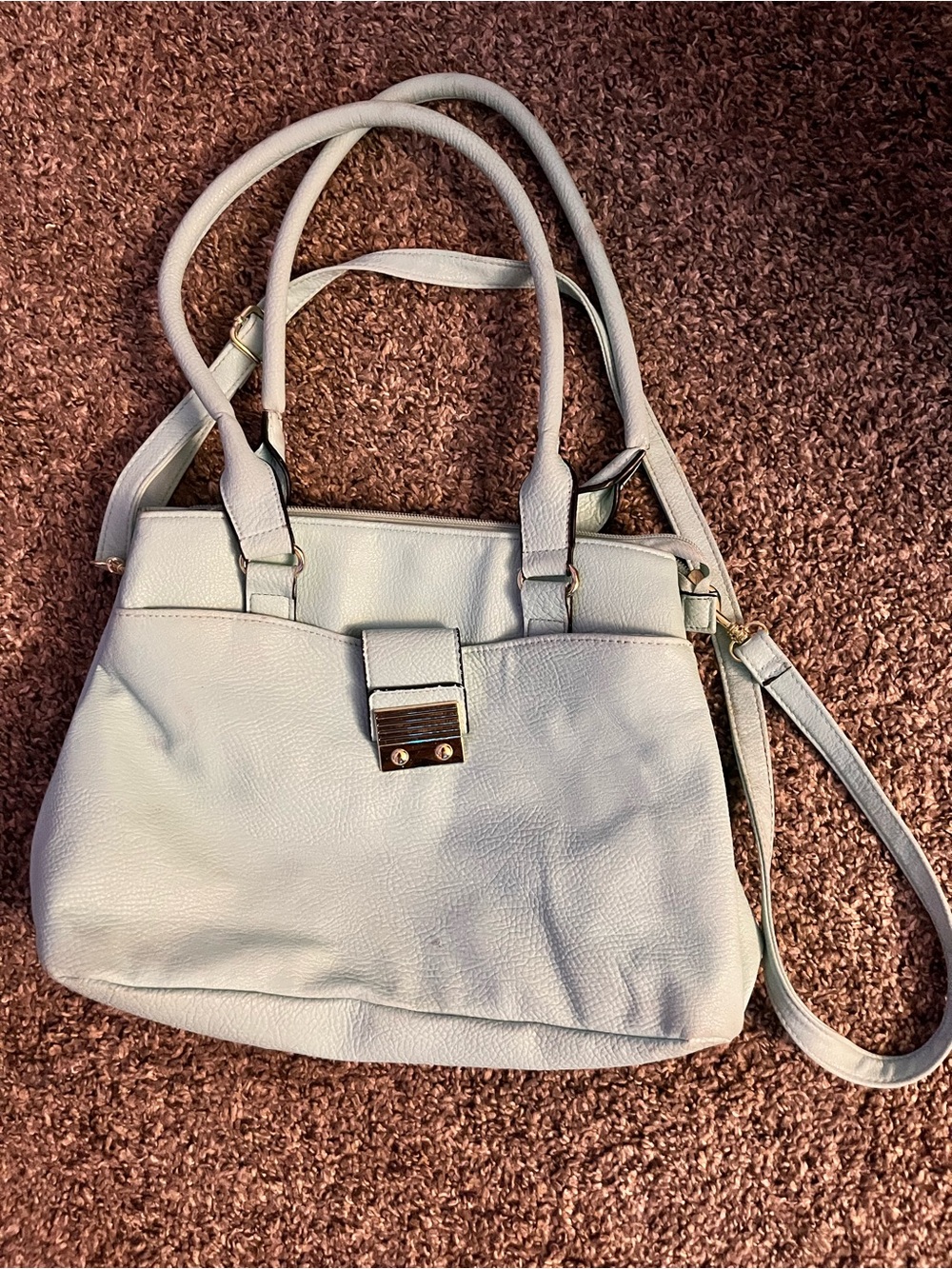 Source Unknown Light Green Pebbled Hobo Satchel with Gold Accent